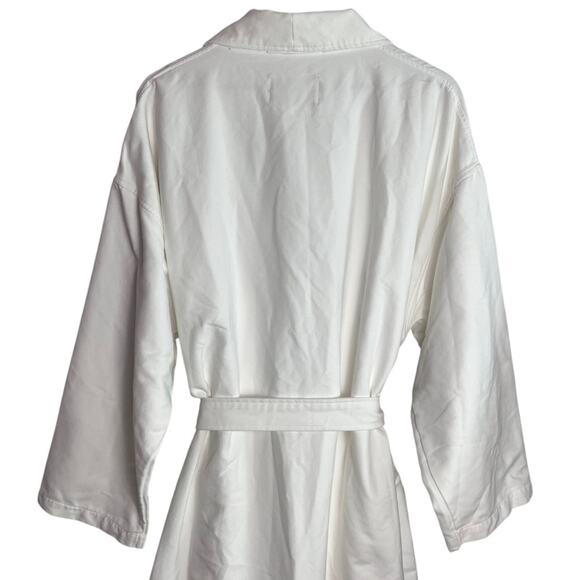 Monarch Cypress White Microfiber Bathrobe Mens XL Belted Spa Pool 3/4 Length - Picture 5 of 10